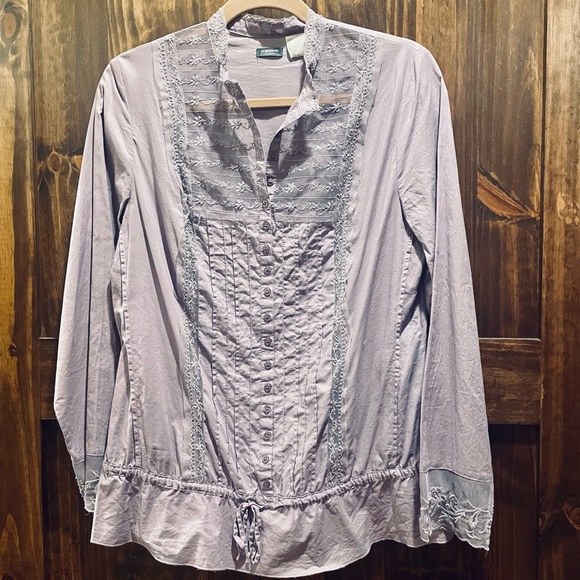 Feminine lilac La Redoute French design i10 Lace,small buttons,peplum drawstring - Picture 2 of 9